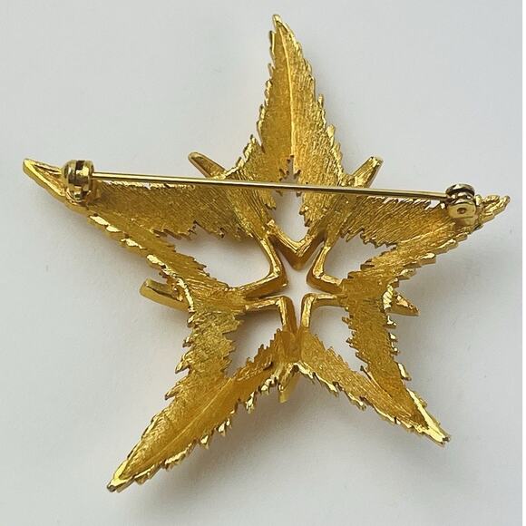 JJ Jonette Jewelry Star Starfish Chunky Brooch Vintage Gold Tone Celestial Ocean - Picture 8 of 14